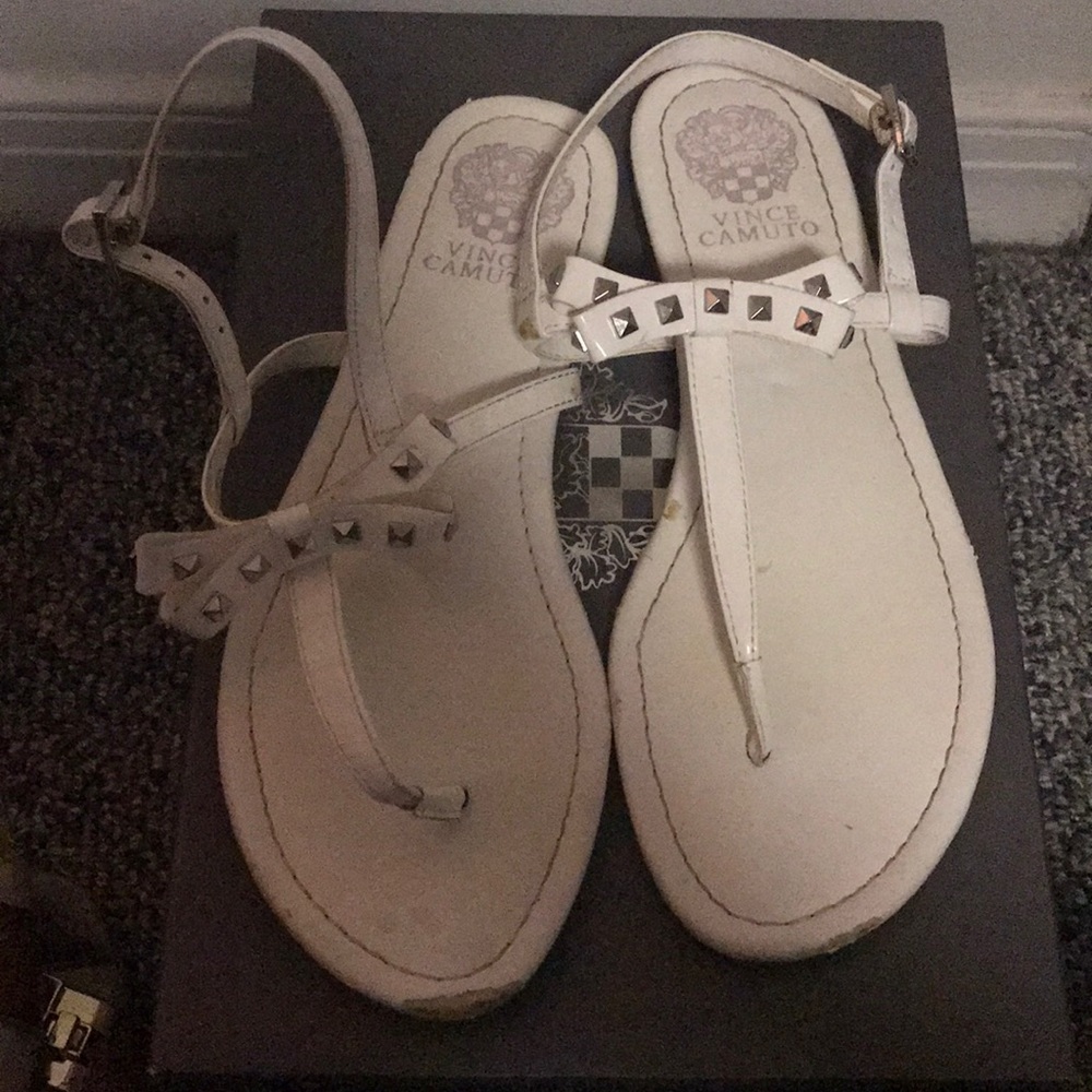 White studded sandals